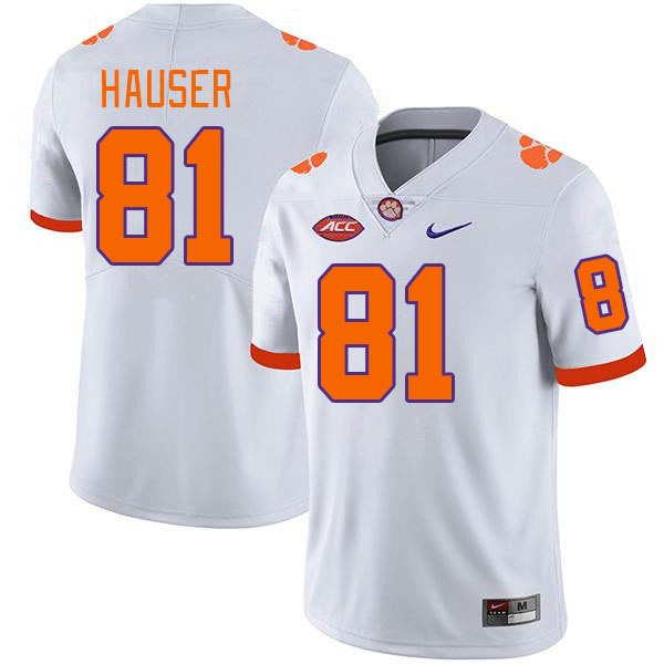 Men #81 Nolan Hauser Clemson Tigers College Football Jerseys Stitched-White